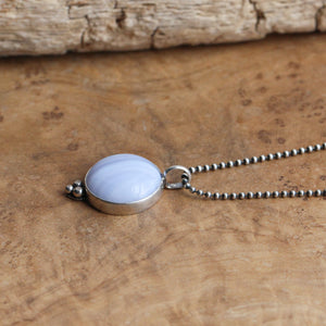 Blue Lace Agate Pendant- Silversmith - 15mm Blue Agate Stone - Choose Your Stone - Sterling Silver