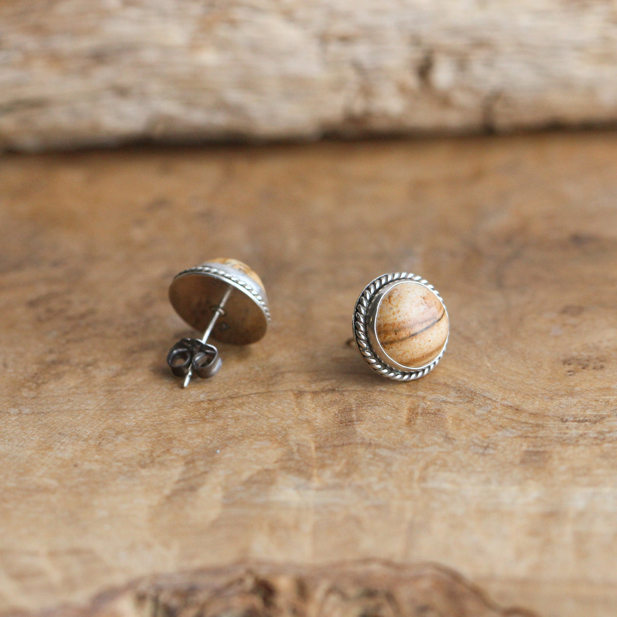 Picture Jasper Traditional Posts | Sterling Silver