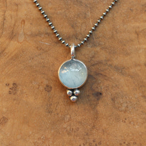 Aquamarine Sweetheart Pendant - Aquamarine Necklace - March Birthstone - .925 Sterling Silver