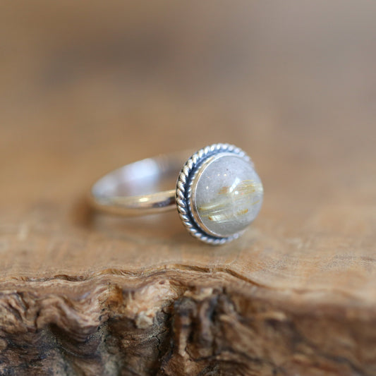 Golden Rutilated Quartz Ring - Silversmith Ring - Choose Your Own Stone - Gallery Wire Ring