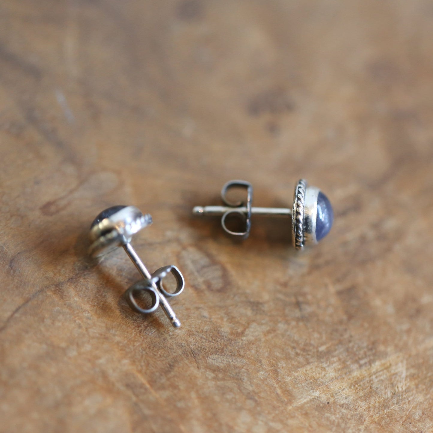 Iolite Sterling Silver Studs – Traditional Silversmith Earrings