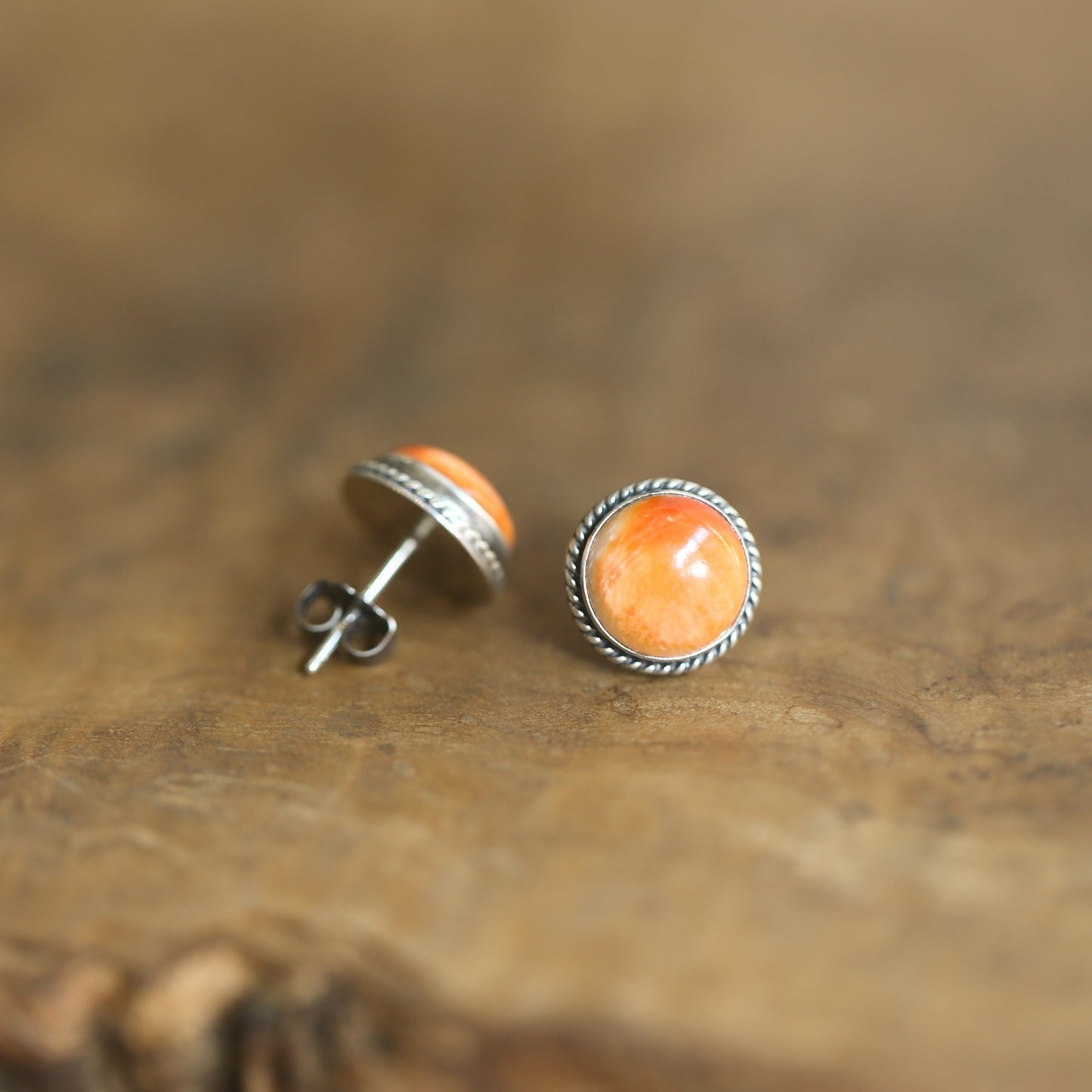 Spiny Oyster Sterling Silver Post Earrings – Chili Pepper Red