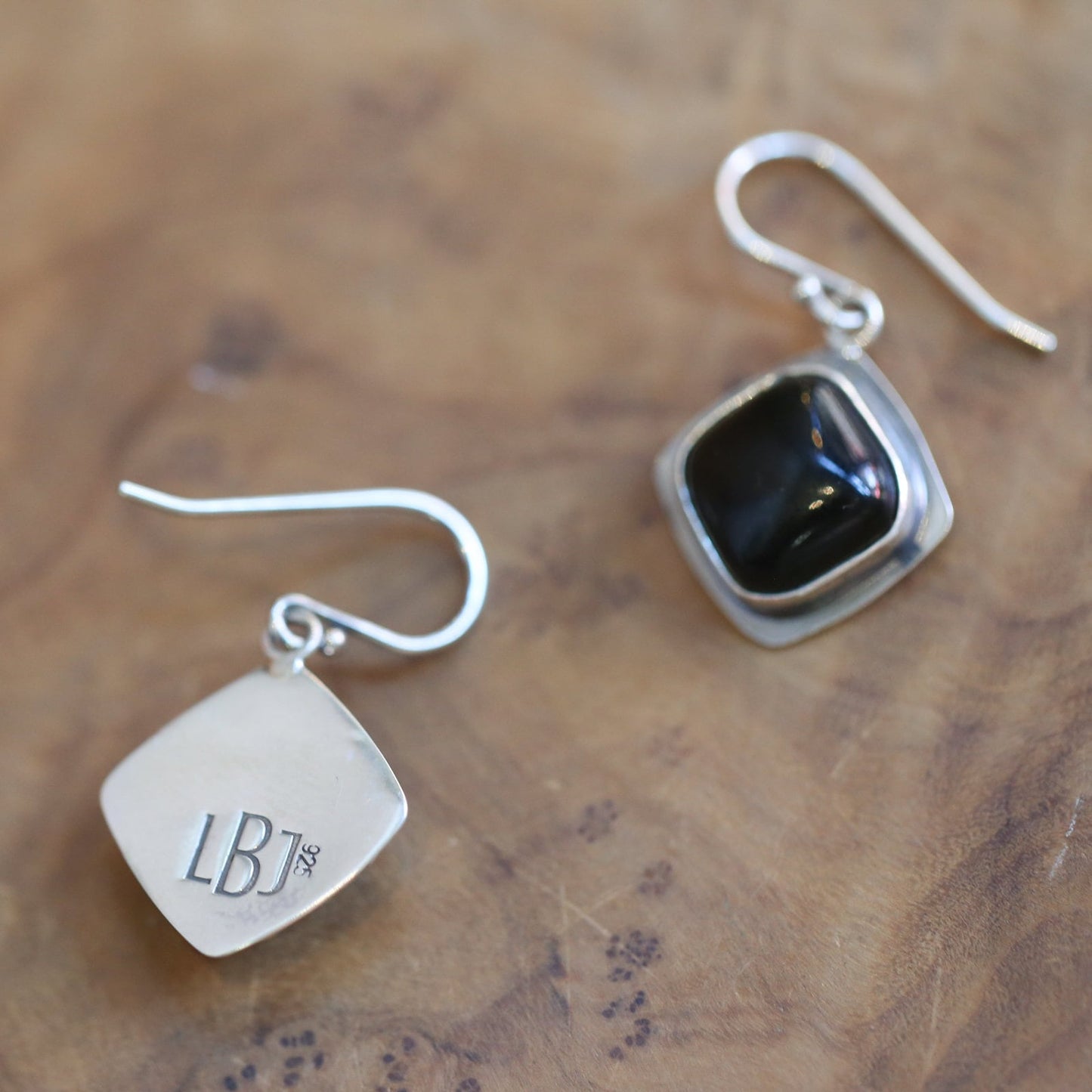 Black Agate .925 Sterling Silver Drop Earrings – Minimalist Design
