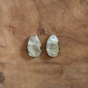 Prehnite Drop Earrings - Prehnite Earrings - French Clip Earrings - Silversmith Earrings - OOAK