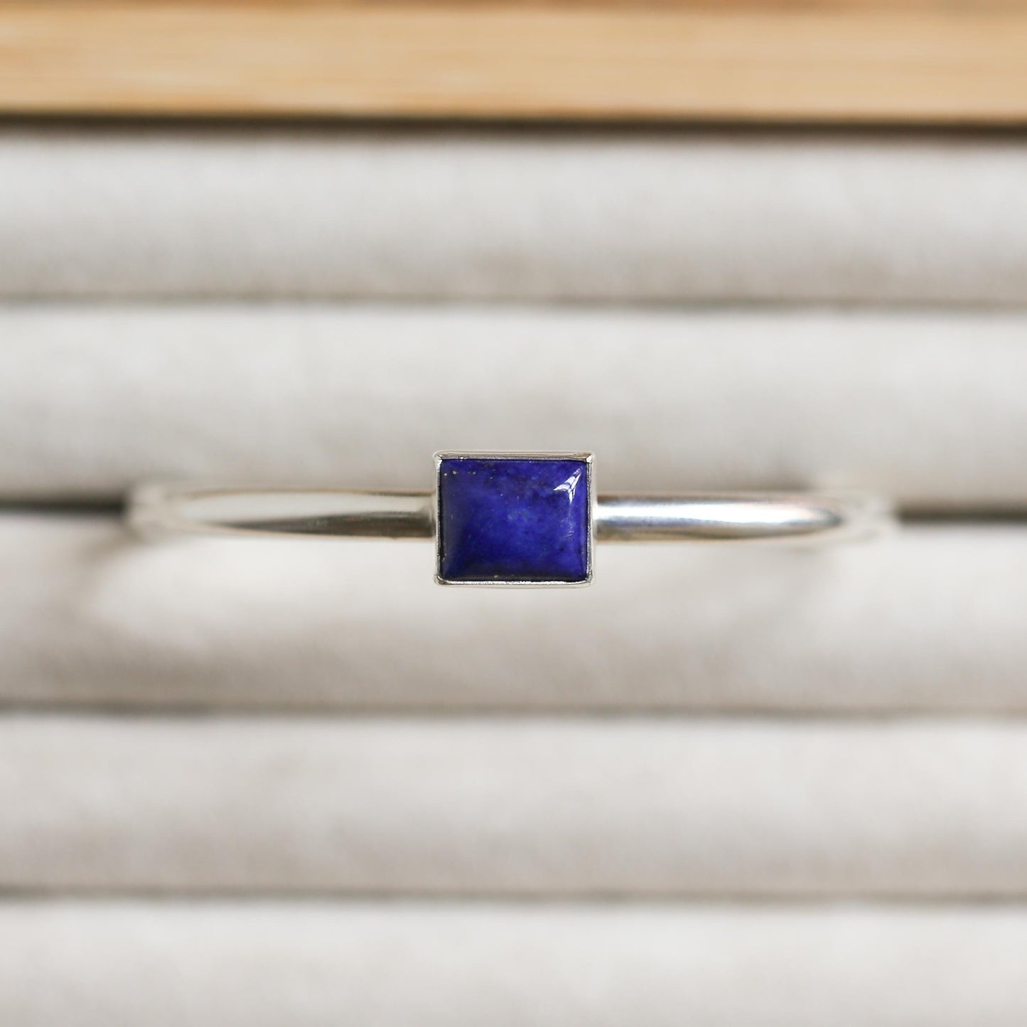 Sterling Silver Lapis Lazuli Cuff Bracelet – Deep Blue Gemstone Bangle