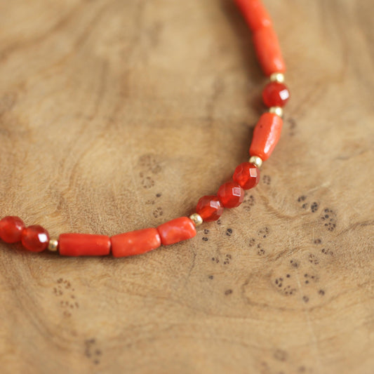 Mediterranean Red Coral Bracelet | 14K Gold Filled Clasp