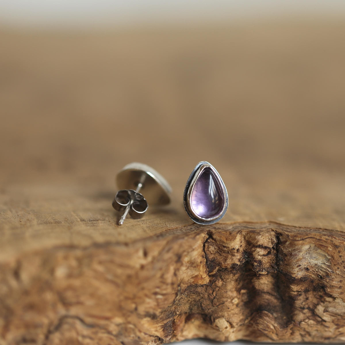 Amethyst Pear-Shaped Post Earrings | Sterling Silver |