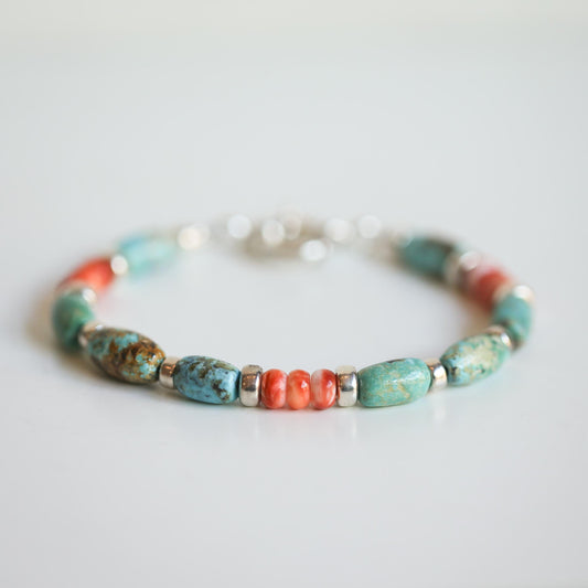 Turquoise and Spiny Oyster Bracelet | Beaded Jewelry