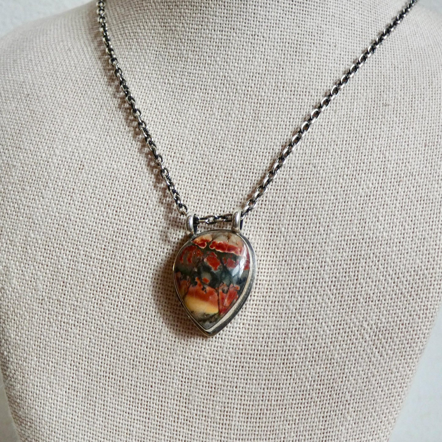 Red Creek Jasper Sterling Silver Pendant Necklace – OOAK Stone