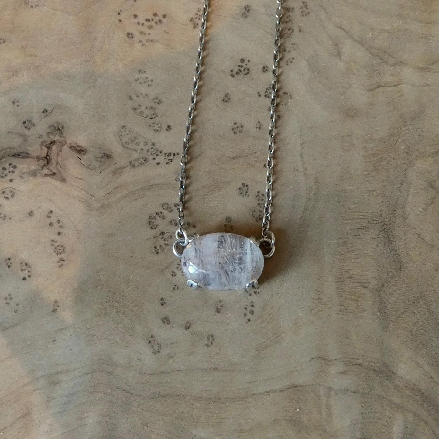 Choose Your Prong Pendant - Sterling Silver - Nephrite - Sunstone - Kunzite - Amazonite