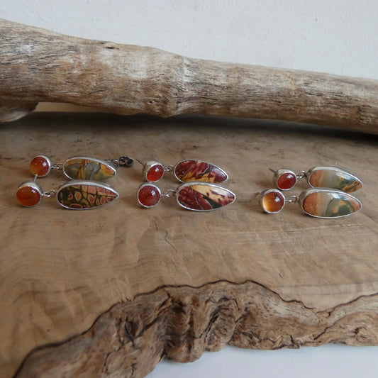 Red Creek Jasper and Carnelian Drop Earrings | Sterling Silver | Choose Your Pair