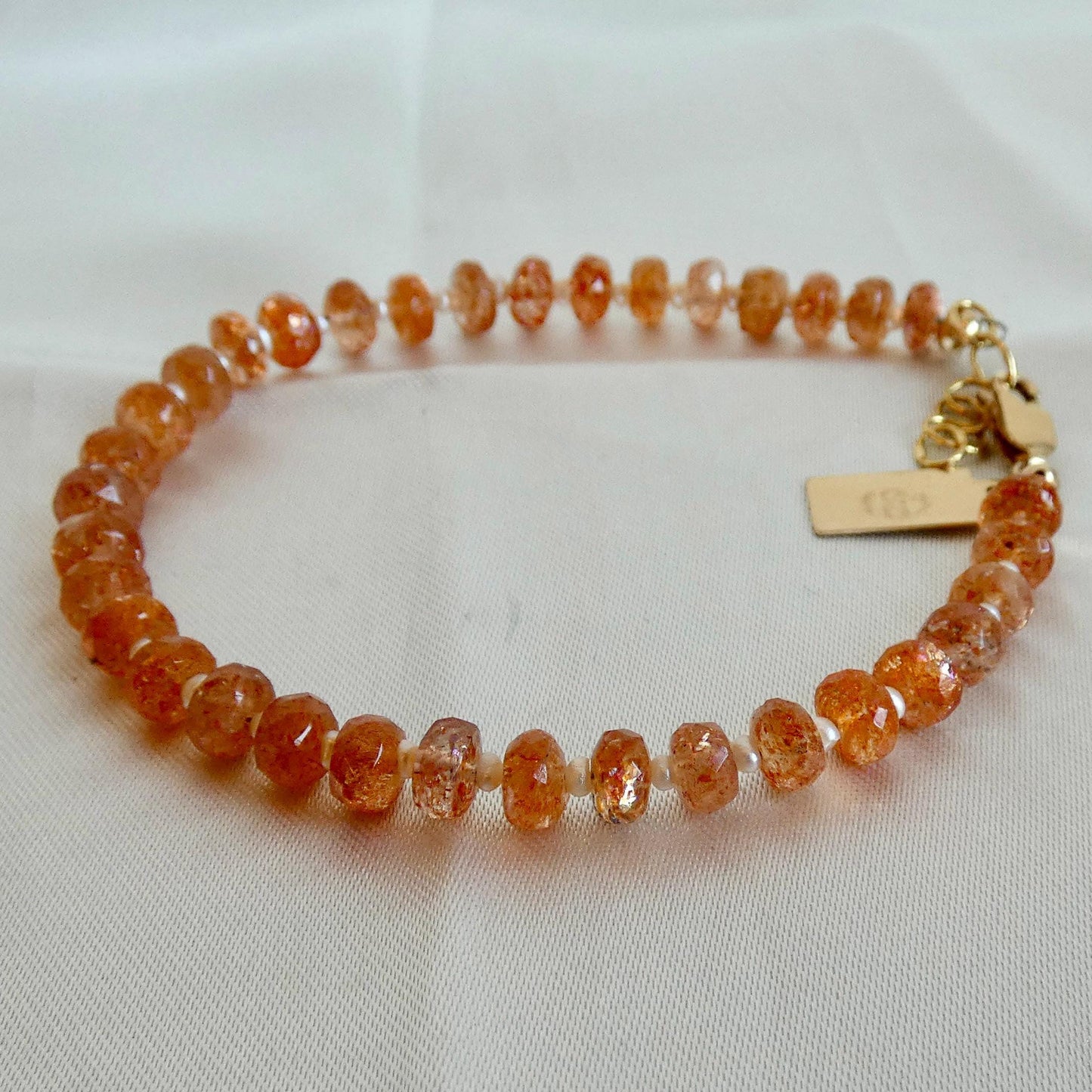 Oregon Sunstone Beaded Bracelet | 14 KT GF Clasp