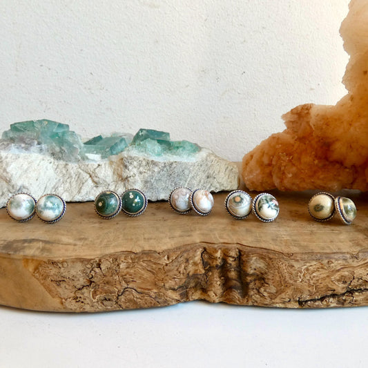 Ocean Jasper Stud Earrings | Sterling Silver