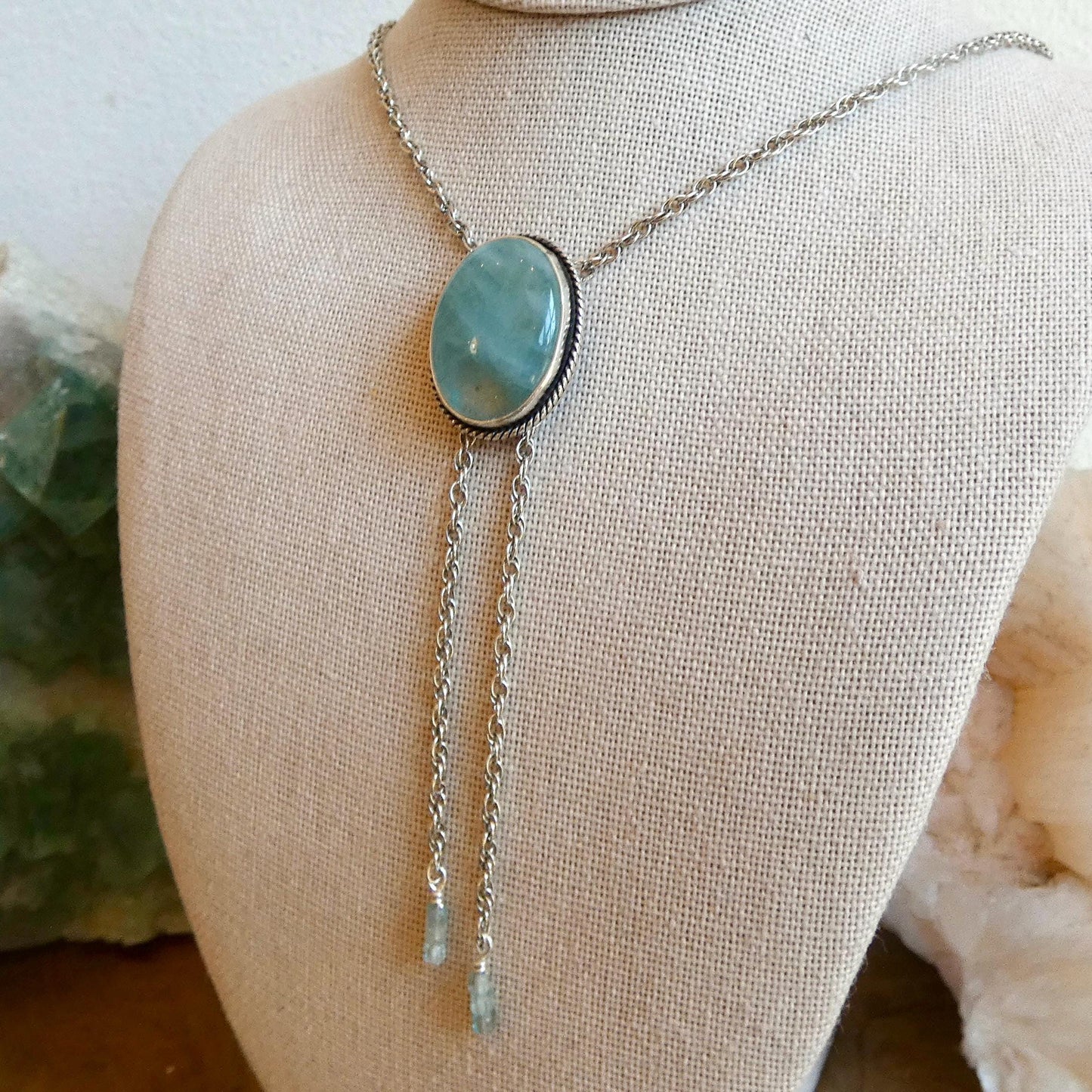 Morganite Sterling Silver Bolo Necklace - Y Necklace - Lariat - Beryl Jewelry