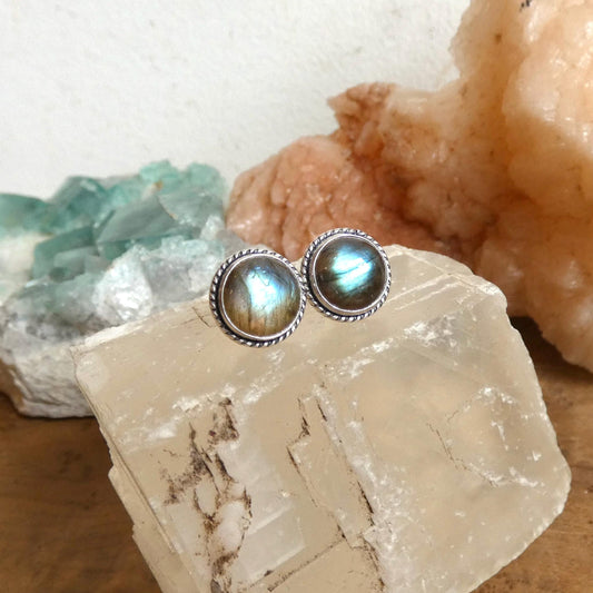 Labradorite Traditional Posts Earrings | Sterling Silver