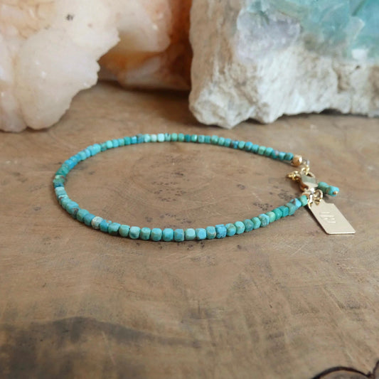 Turquoise Beaded Bracelet | Beaded Bracelet | 14k Gold Filled Findings