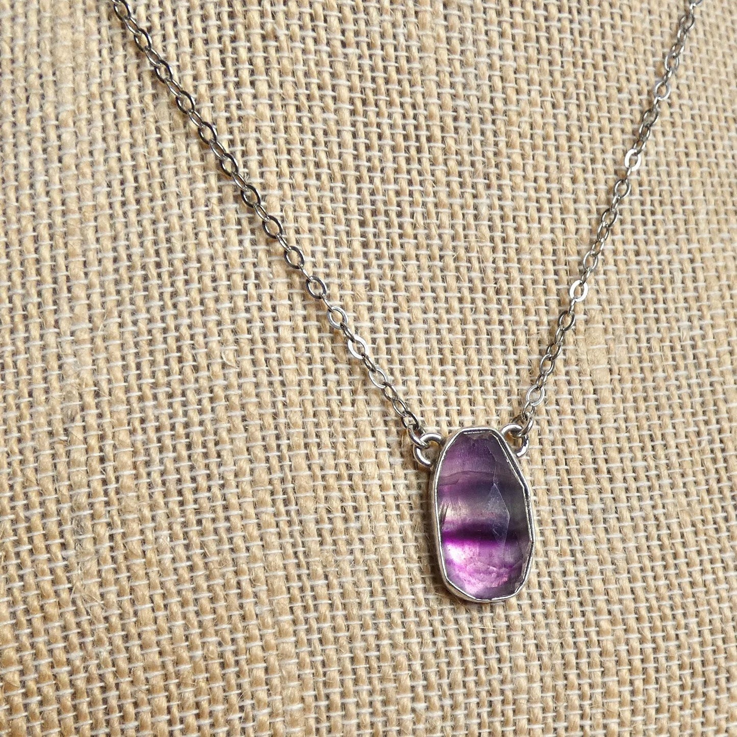 Rose Cut Rainbow Fluorite Pendant - Sterling Silver
