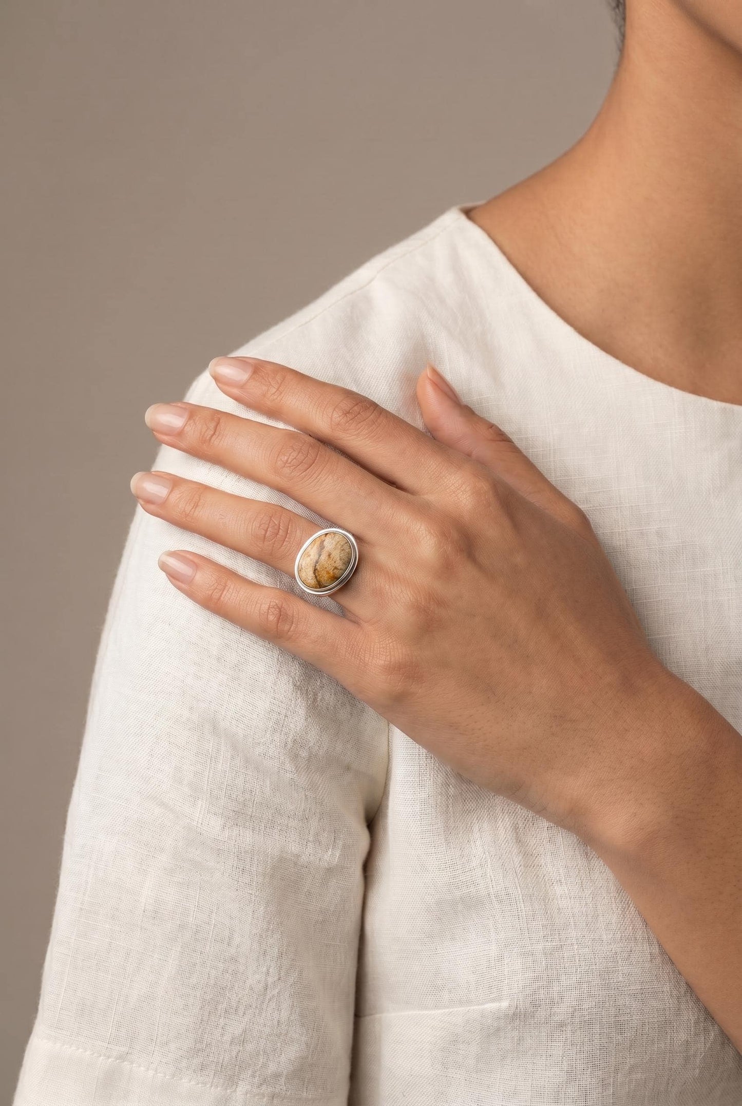 Custom Blue Lace Agate Boho Ring - .925 Sterling Silver