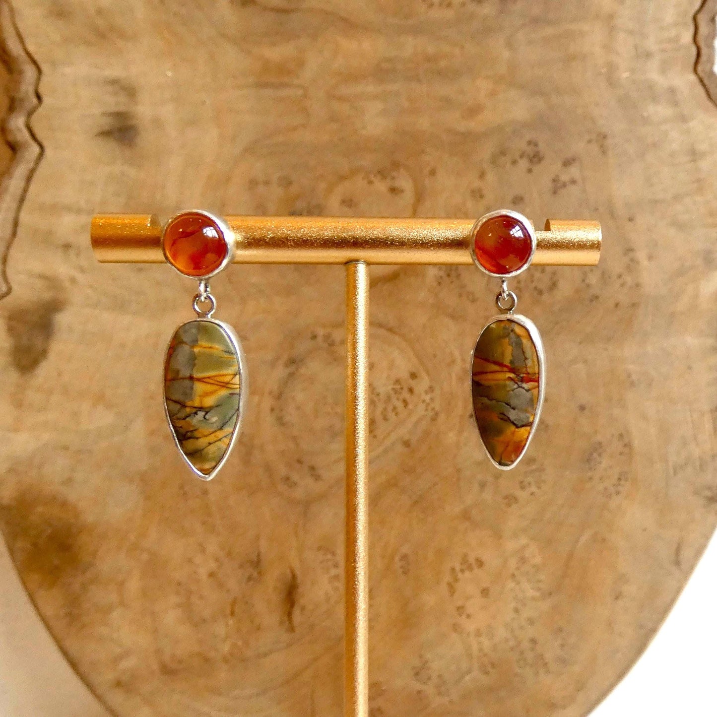 Red Creek Jasper and Carnelian Drop Earrings | Sterling Silver | Choose Your Pair