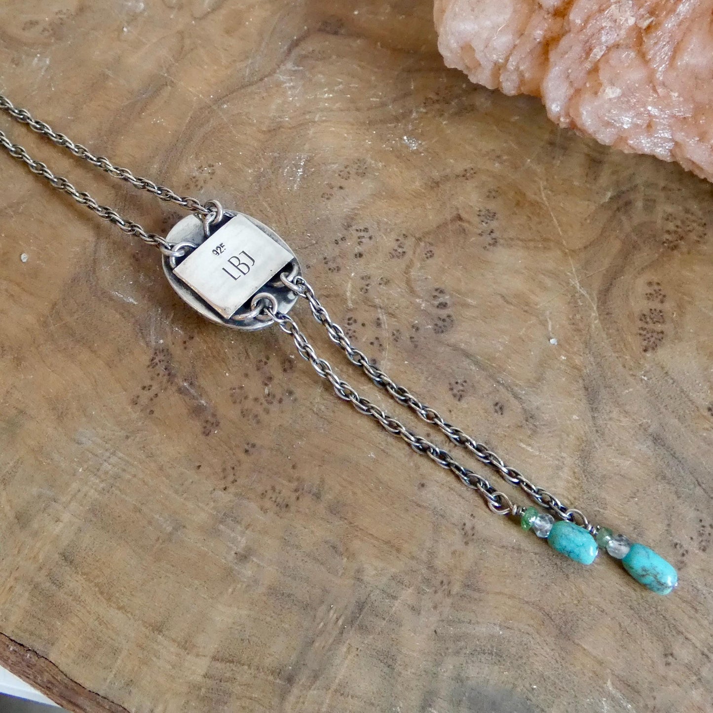 Turquoise Mock Bolo Necklace - Sterling Silver