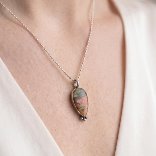 Custom Red Creek Jasper Pendant Necklace - Silversmith Jewelry - Choose Your Stone