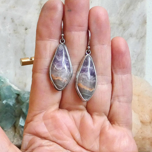 Crazy Lace Amethyst Drop Earrings - Sterling Silver