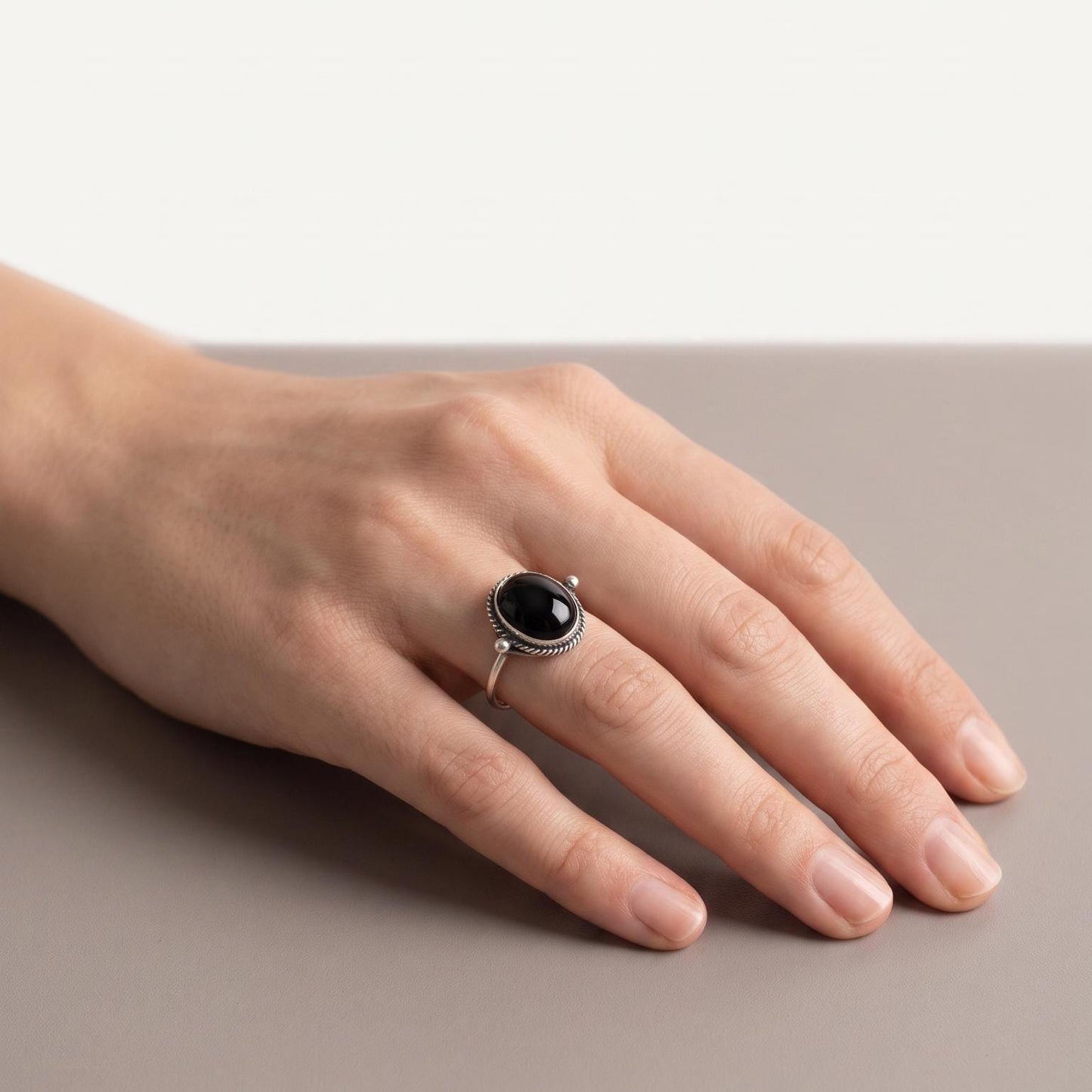 Black Onyx Delica Ring | Sterling Silver