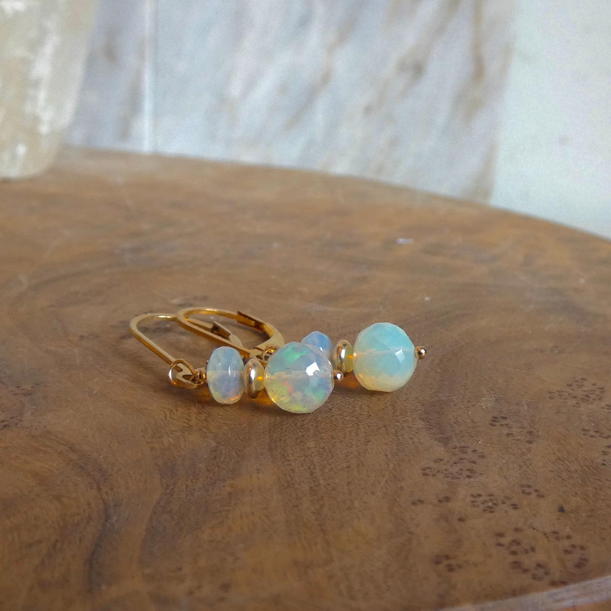 Ethiopian Opal Drop Earrings | 14 KT Gold Filled