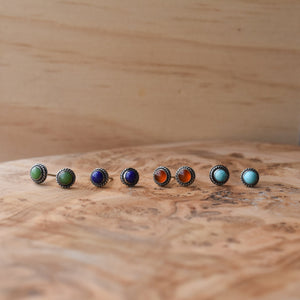 Itty Bitty Posts - Turquoise Earrings - Carnelian Studs - Lapis Lazuli Posts - Silversmith