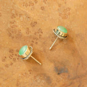 Solid Gold Jade Posts - Jade Studs - 14 Karat Gold Posts - Jade Gold Earrings
