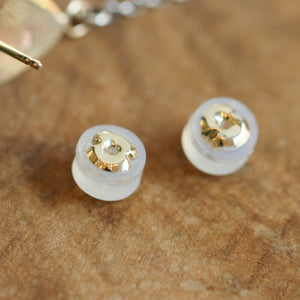 Solid Gold Aquamarine Posts - 14 Karat Gold Earrings - Aquamarine Studs - Goldsmith