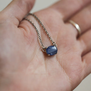 Blue Kyanite Necklace - Dainty Kyanite Prong Pendant - Silversmith - Kyanite Necklace