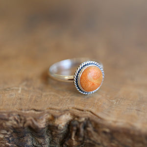 Red Sponge Coral Ring - Silversmith Ring - Western Red Coral Ring - Sterling Silver
