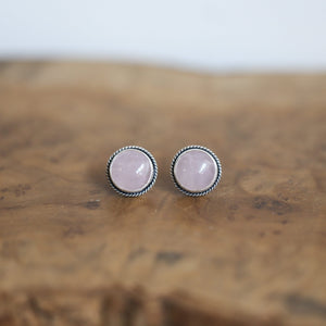 BIG Rose Quartz Traditional Posts - Sterling Silver Posts - Pink Rose Quartz Earrings
