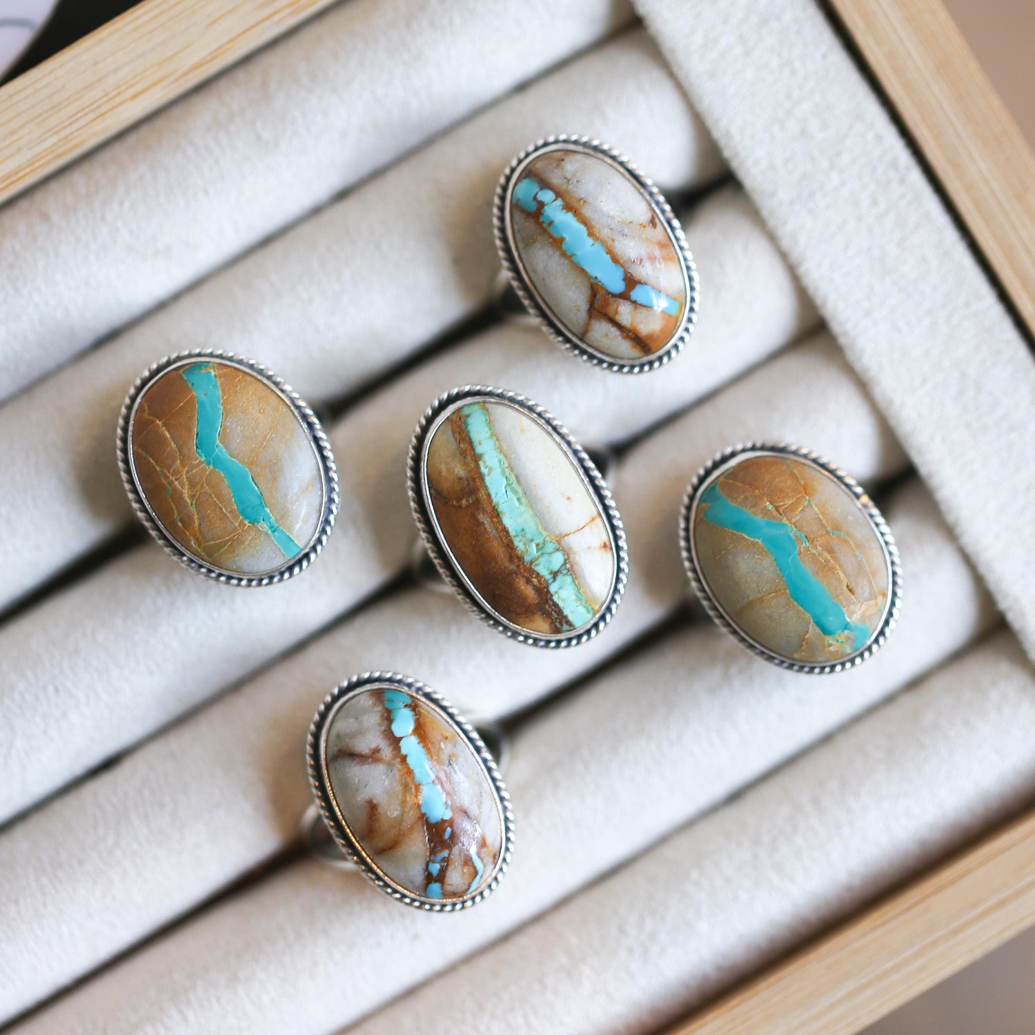 Royston Ribbon Rings in a tray