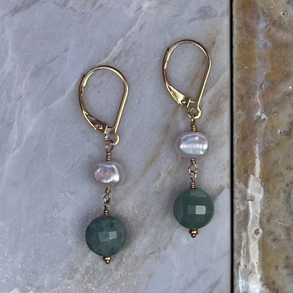 Delicate Sage Necklace - Burma Jade Freshwater Pearl Necklace - 14K Gold Filled - Handcrafted Sterling Silver Jewelry by Linda Blackbourn