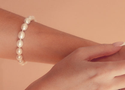 Freshwater Rice Pearl Knotted Bracelet - Your Choice of Clasp - Handcrafted Sterling Silver Jewelry by Linda Blackbourn