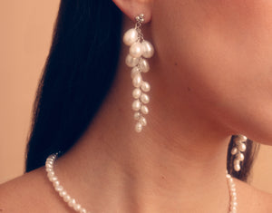 Pearl Cluster Drapes - Long, Drapey Freshwater Pearl Earrings