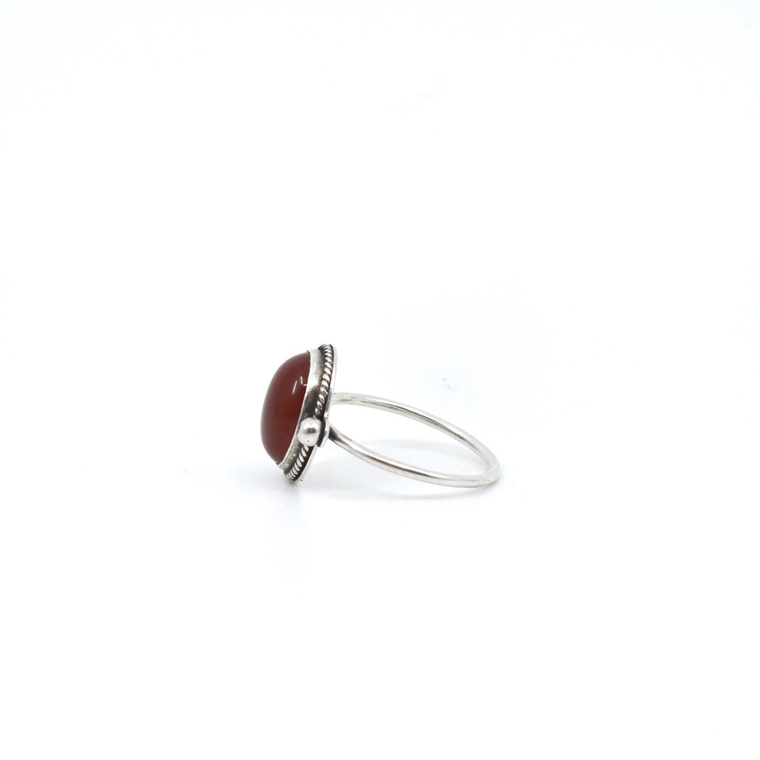 Red Agate Delica Ring - Silversmith Ring - Red Agate Ring - Feminine Jewelry