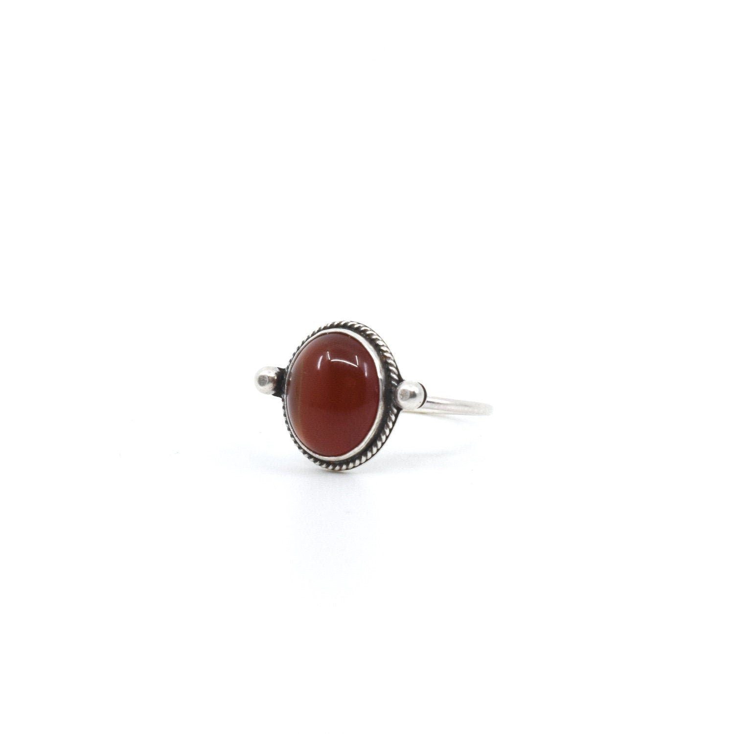 Red Agate Delica Ring - Silversmith Ring - Red Agate Ring - Feminine Jewelry