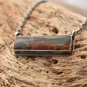 Ready to Ship - Red Creek Jasper Necklace - Pendant with Chain - Hanging Rock Pendant