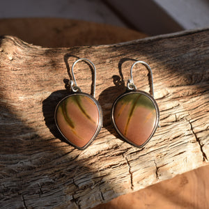 Red Creek Jasper Earrings - .925 Sterling Silver Ring - Silversmith - Jasper Drop Earrings