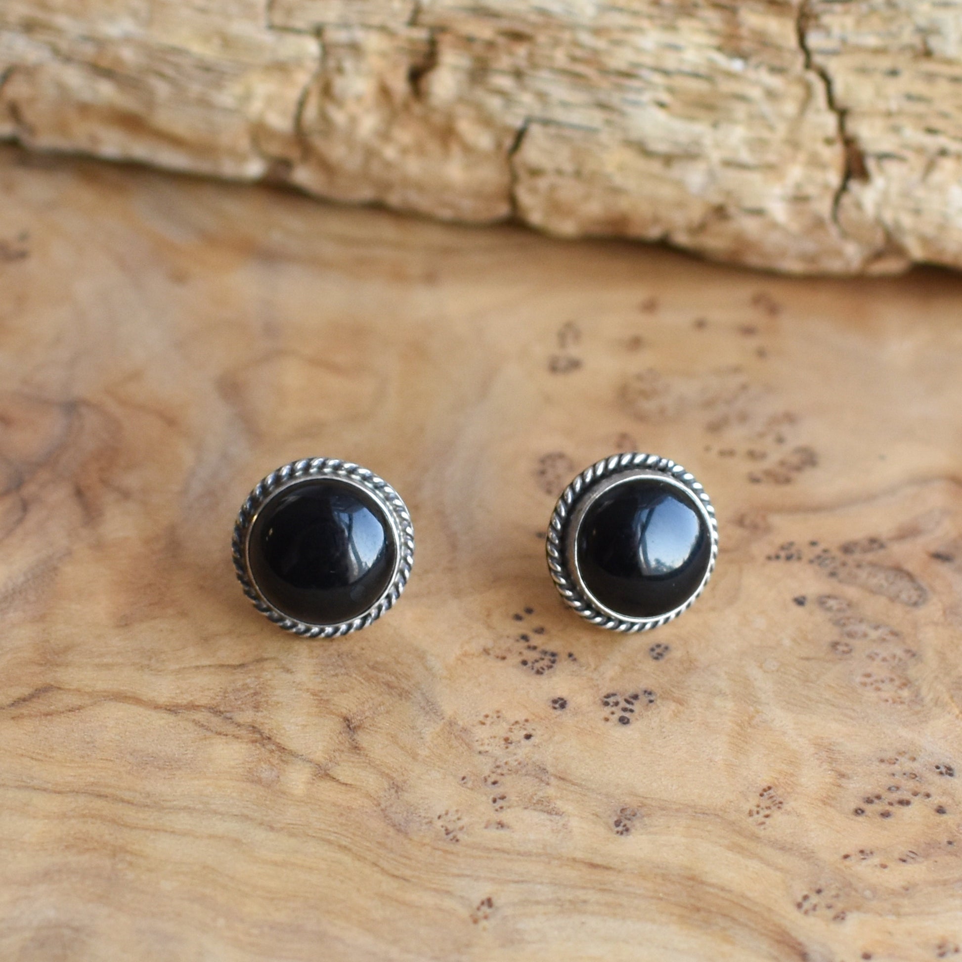 Black Onyx Sterling Silver Stud Earrings – Silversmith Crafted Posts