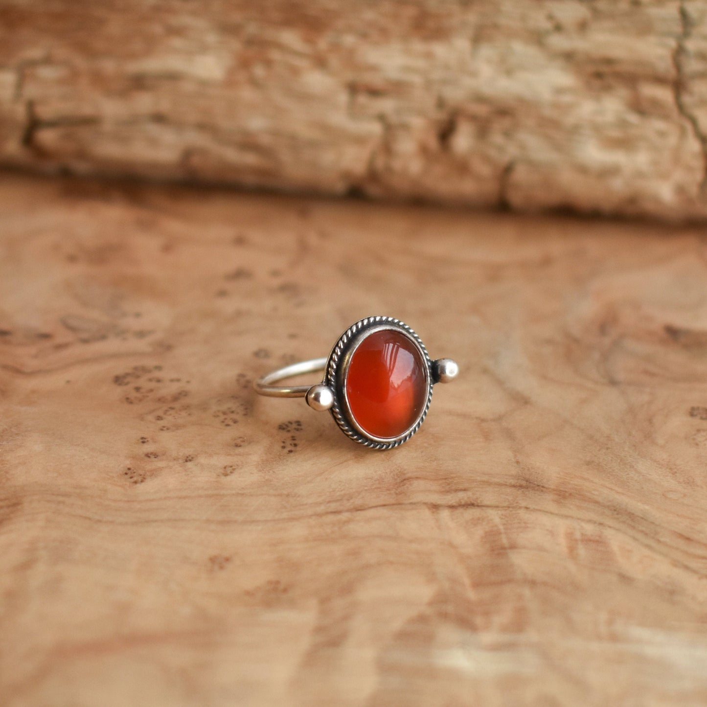 Silversmith Red Agate Ring – Dainty Sterling Silver Jewelry