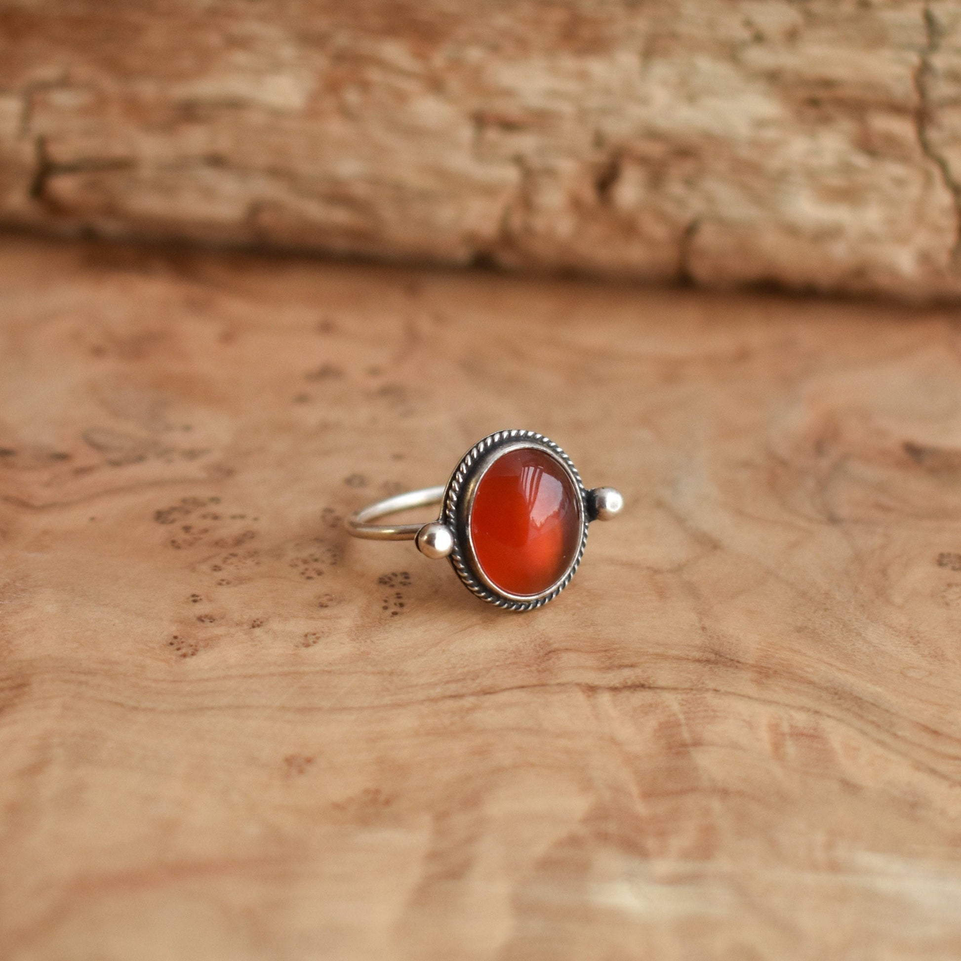 Silversmith Red Agate Ring – Dainty Sterling Silver Jewelry