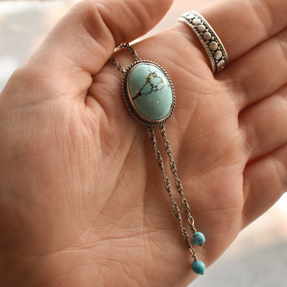 Turquoise Mock Bolo Necklace | Sterling Silver