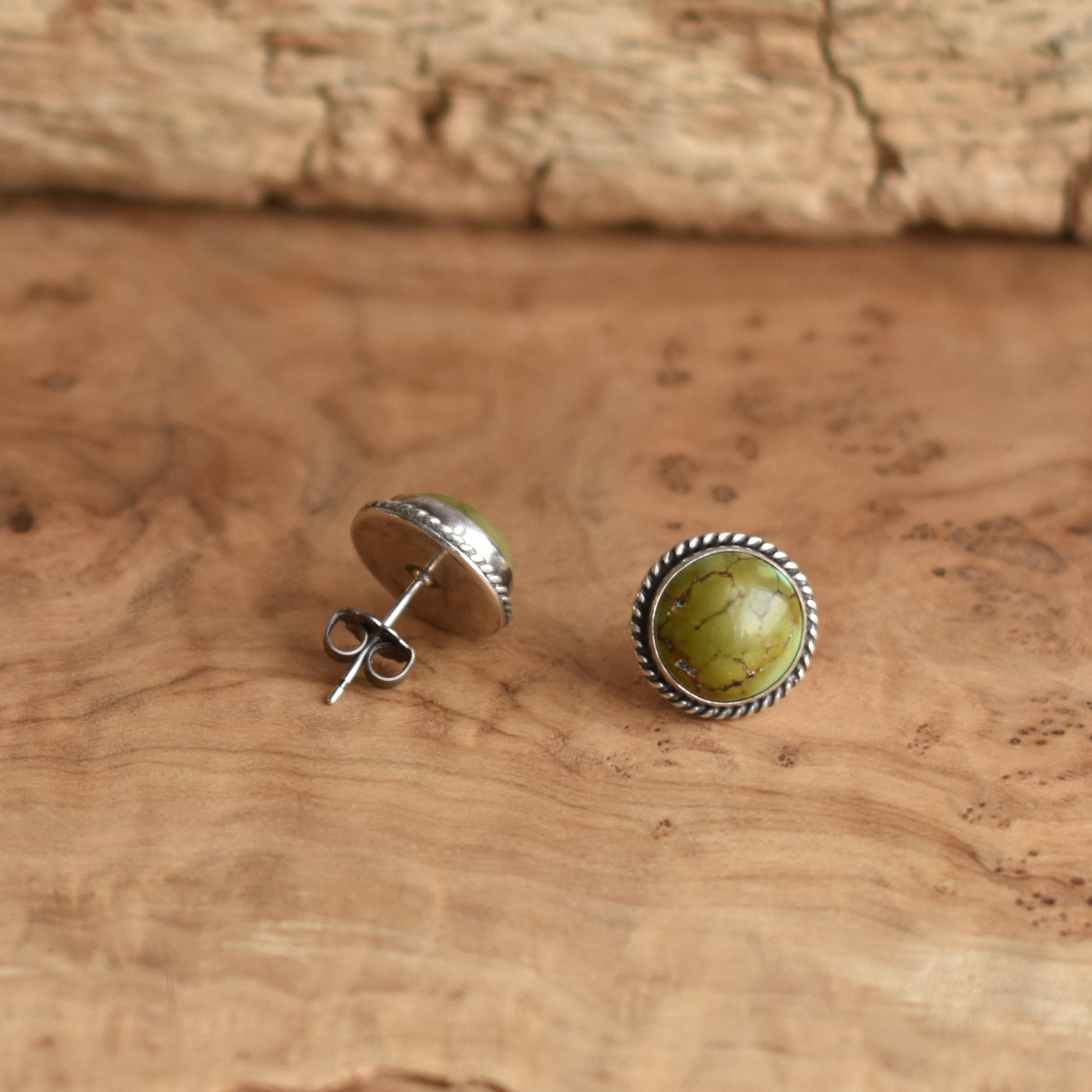 Traditional Turquoise Posts - American Turquoise Earrings - Turquoise Studs - Silversmith