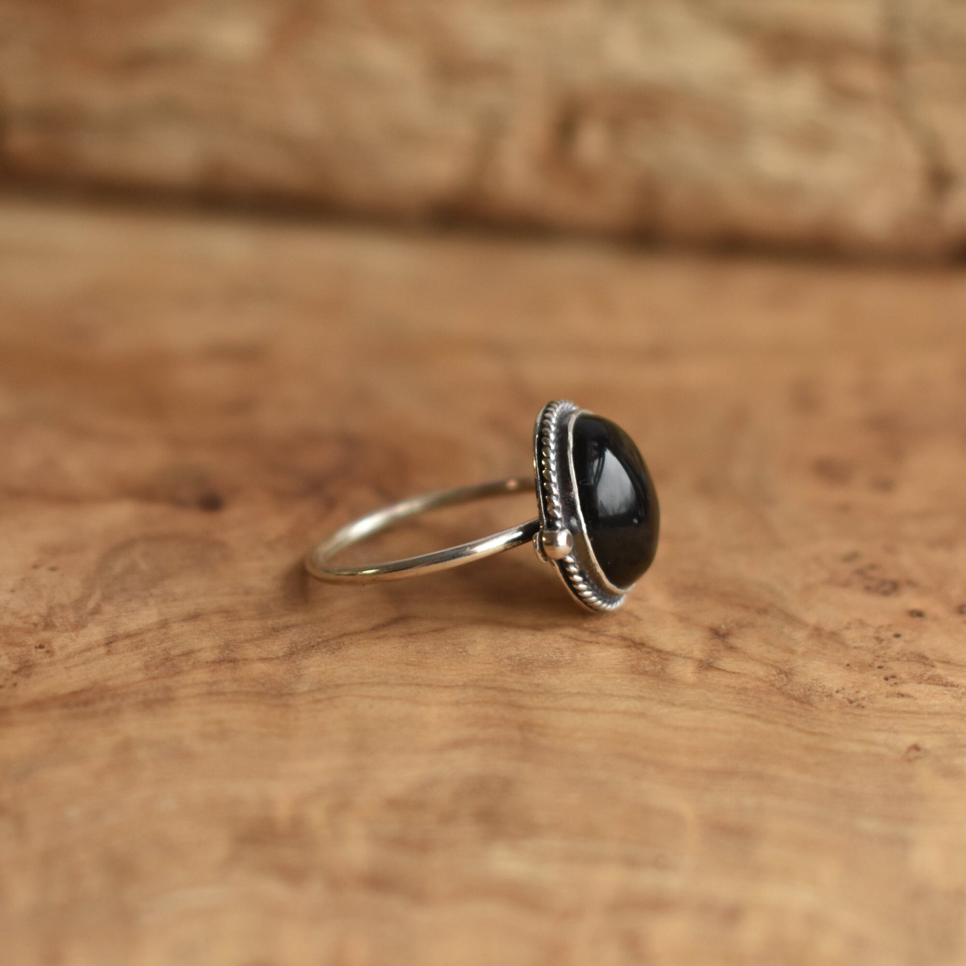 Black Onyx Delica Ring | Sterling Silver