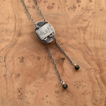 Black Fossil Bolo Necklace - Choose Your Stone - Sterling Silver