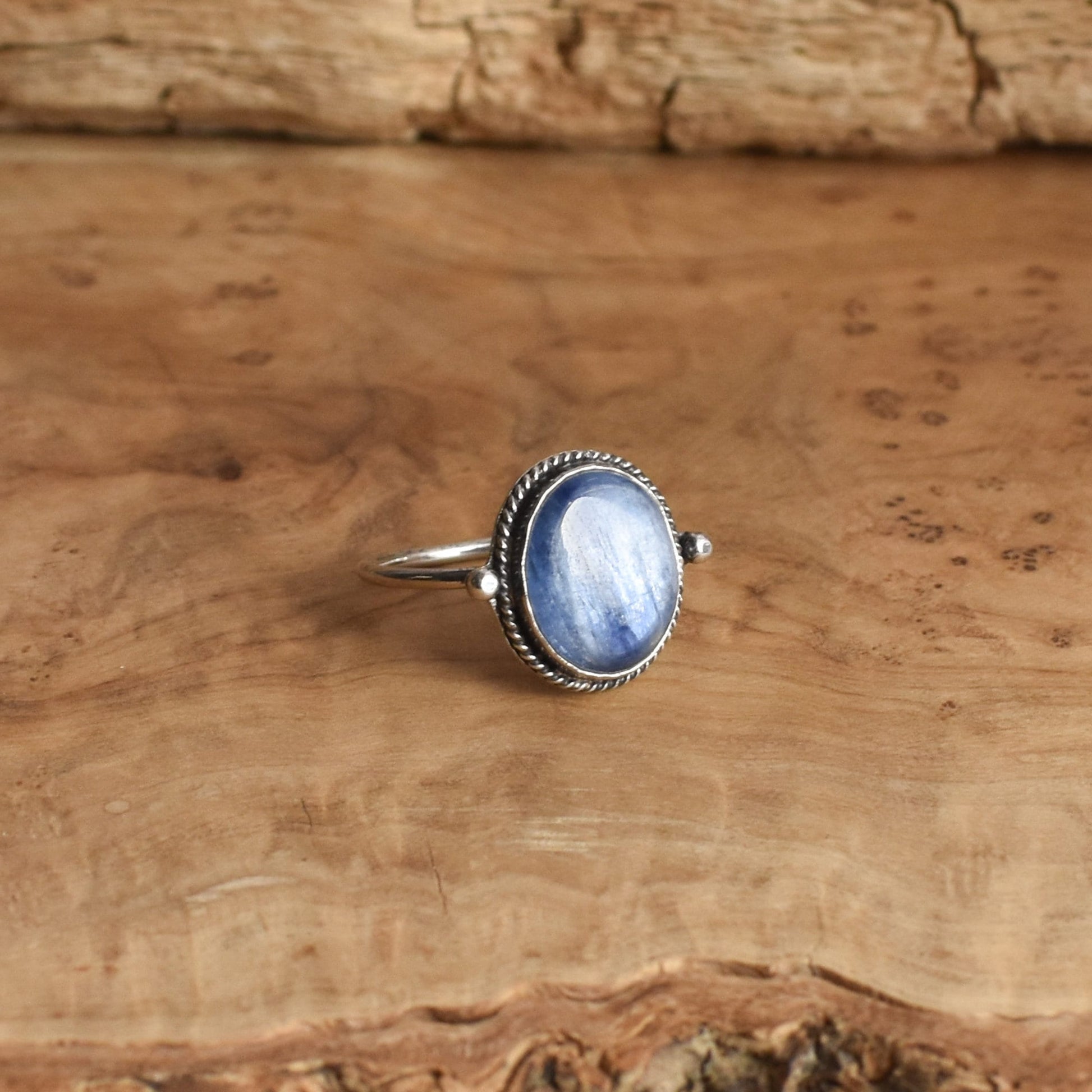 Blue Kyanite Delica Ring - Sterling Silver Ring - Size 5